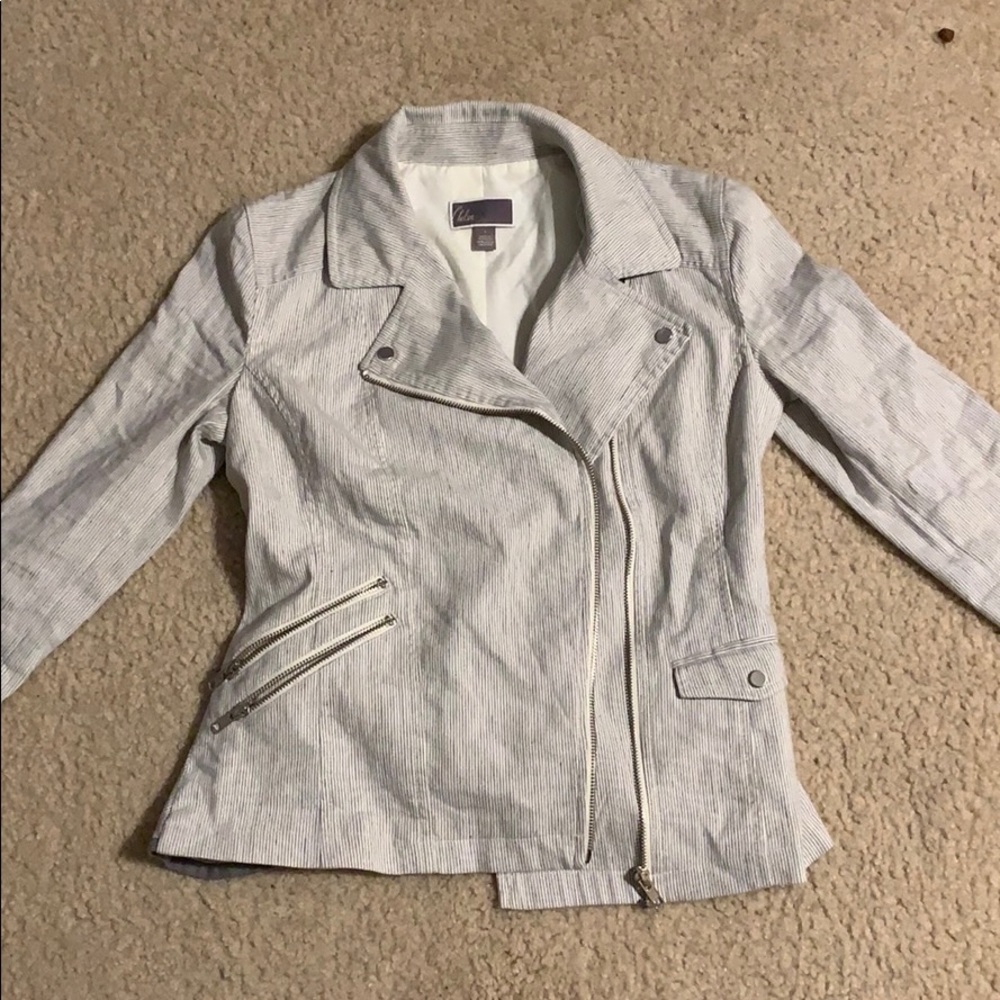 White and grey blazer